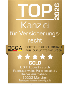 Erfahrener Anwalt für Versicherungsrecht in München, Top-Kanzlei 2022, DGQA Gold-Qualität.